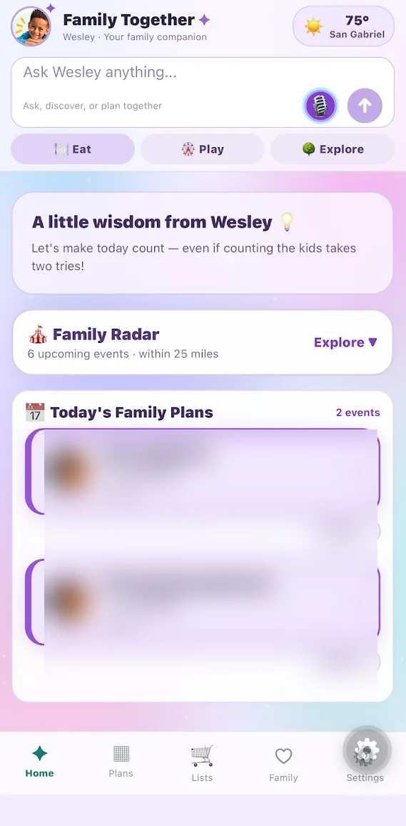 Family Together home screen