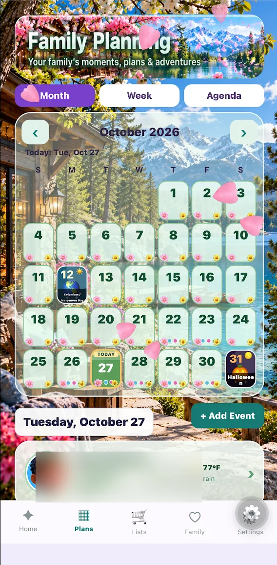 Mountain and lake calendar